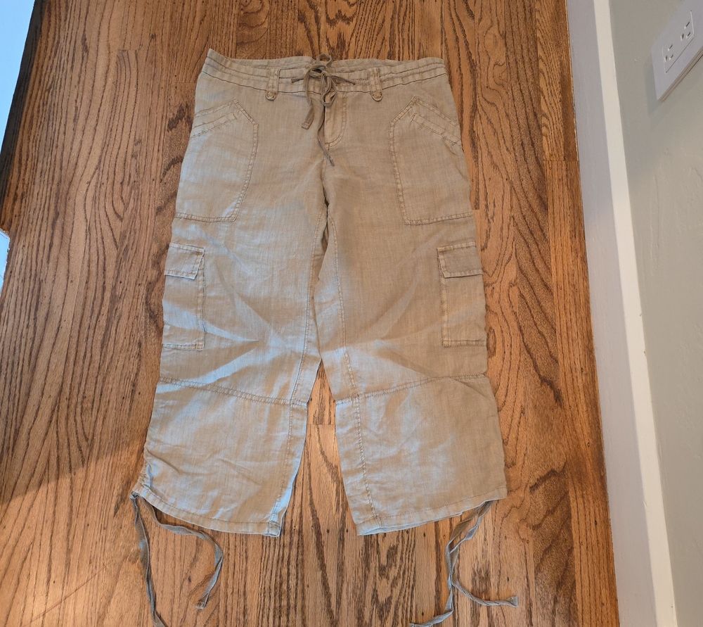 JOIE Linen Light Tan Crop Panrs